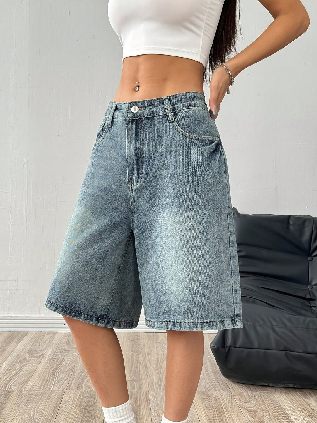 Pantaloni scurți SHEIN, albastru