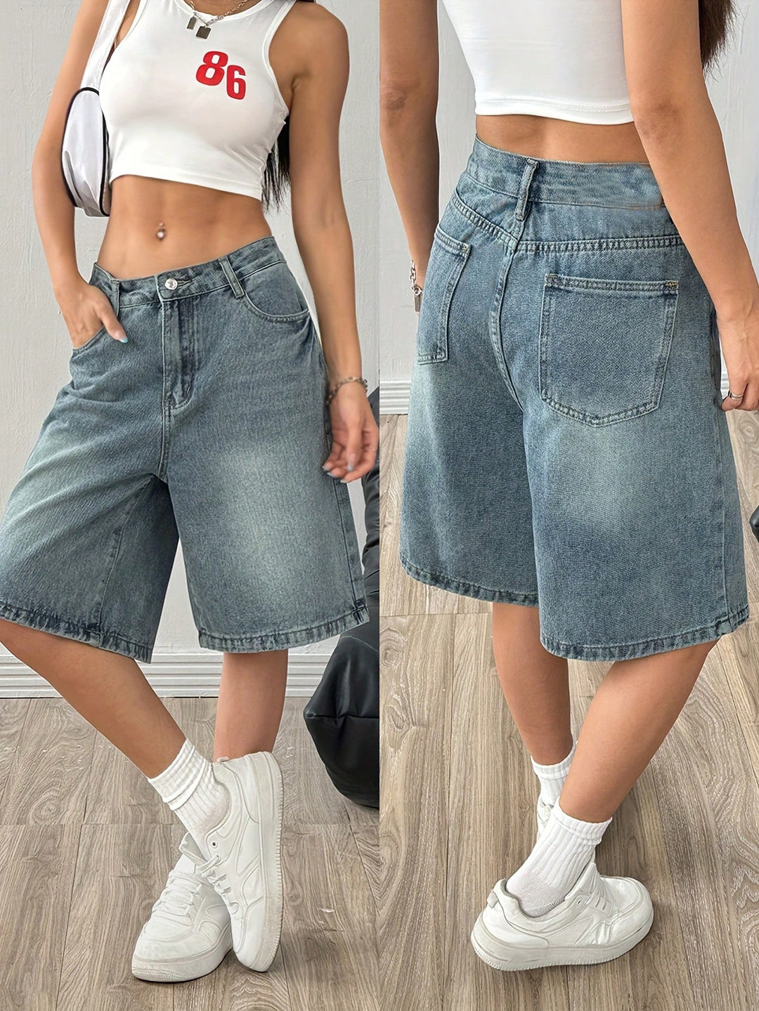 Pantaloni scurți SHEIN, albastru