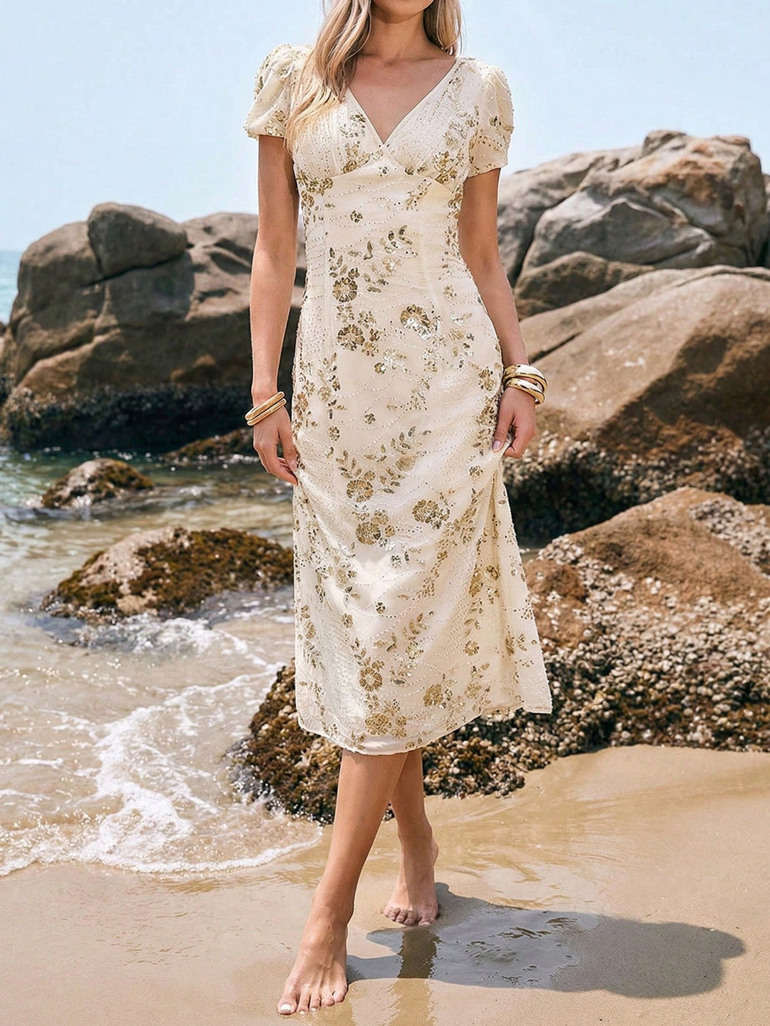 Rochie midi SHEIN, auriu