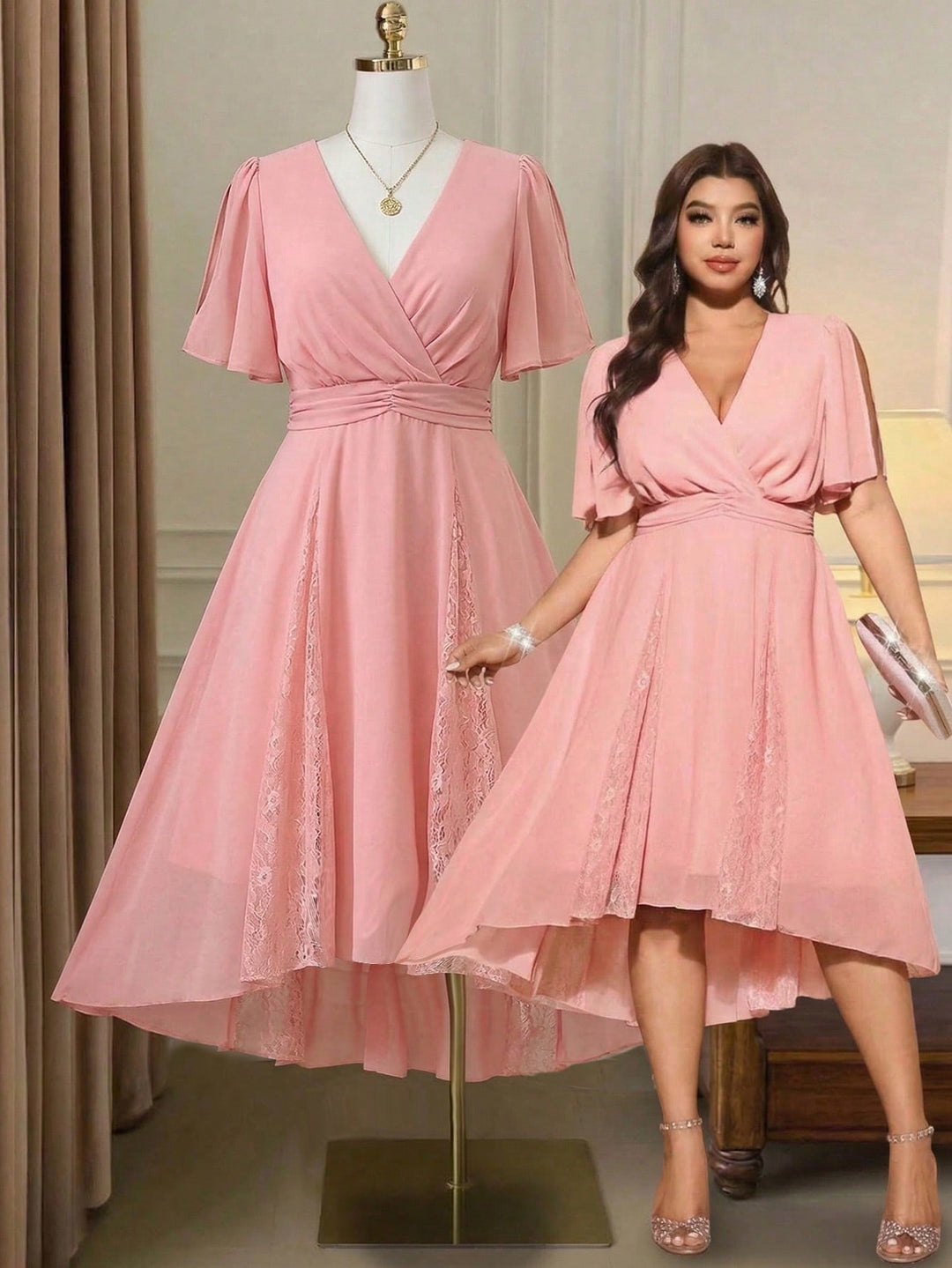 Rochie midi SHEIN, roz