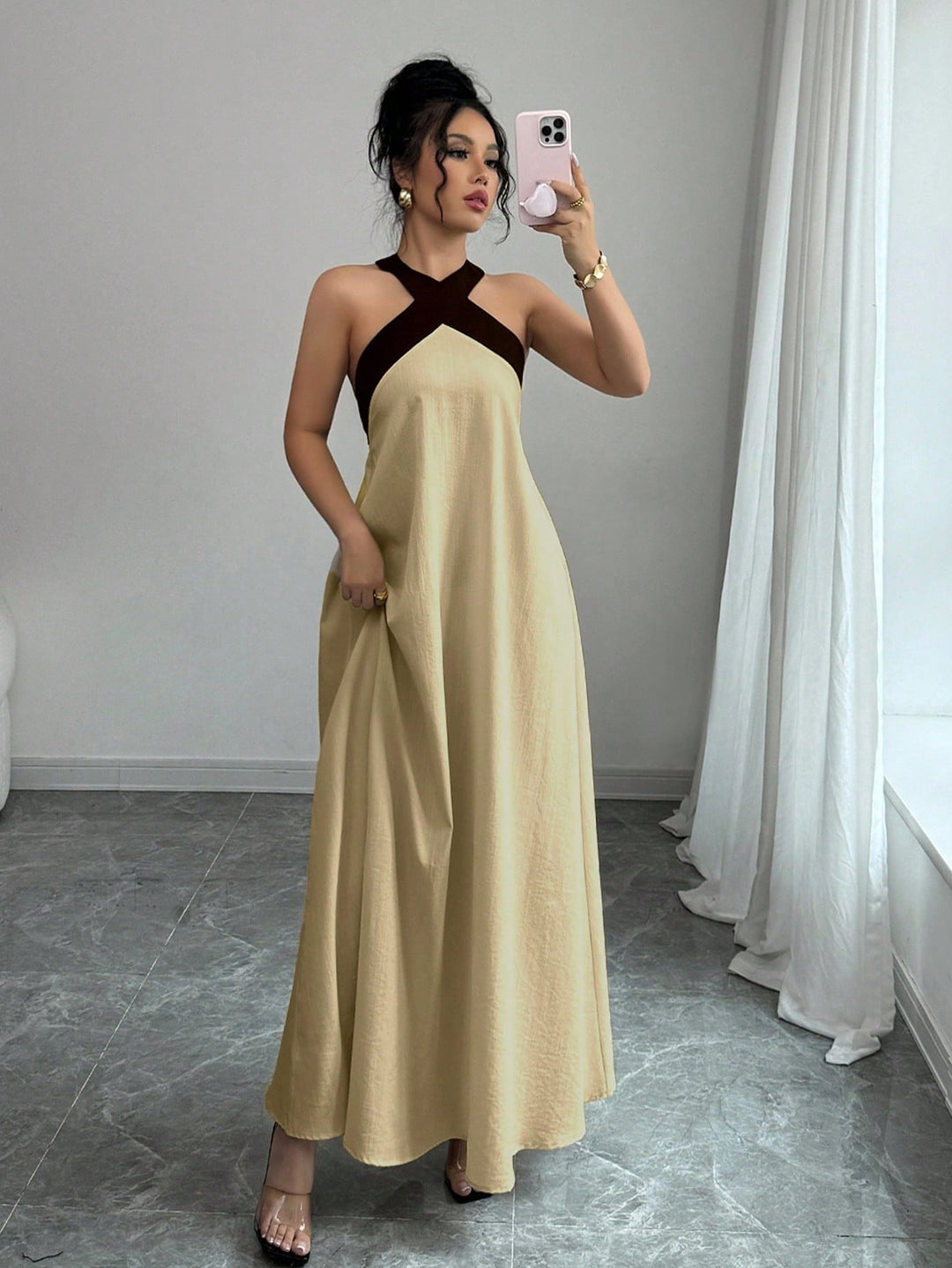 Rochie maxi SHEIN, kaki