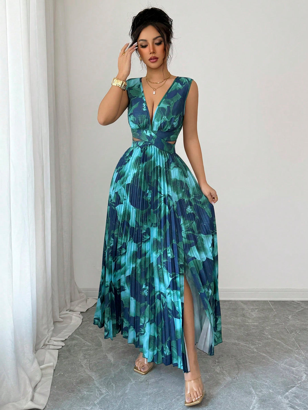 Rochie maxi SHEIN, verde