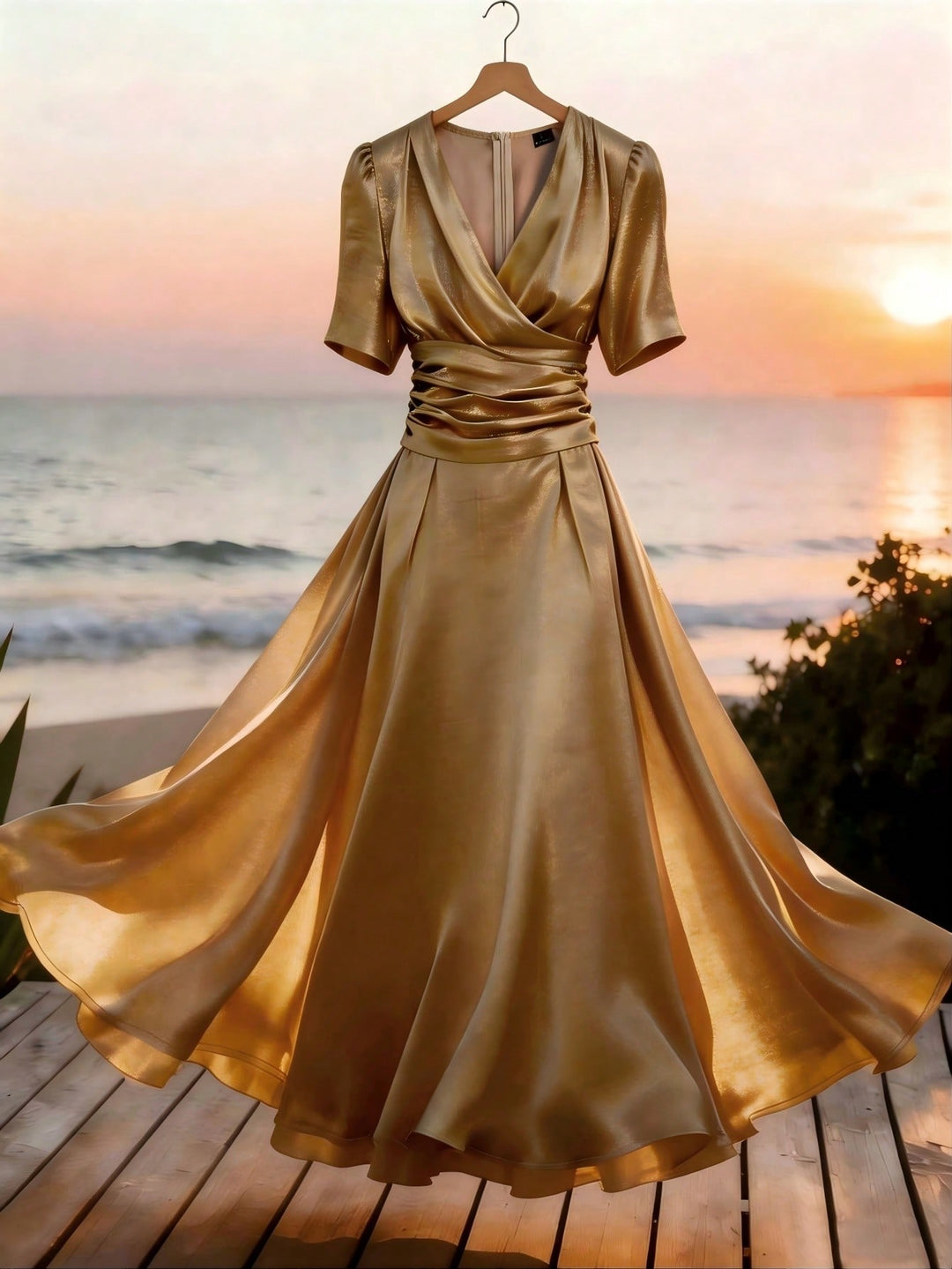 Rochie maxi SHEIN, auriu