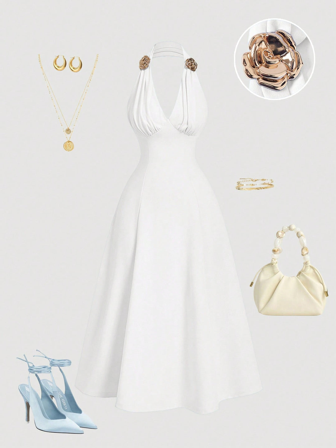 Rochie midi SHEIN, alb