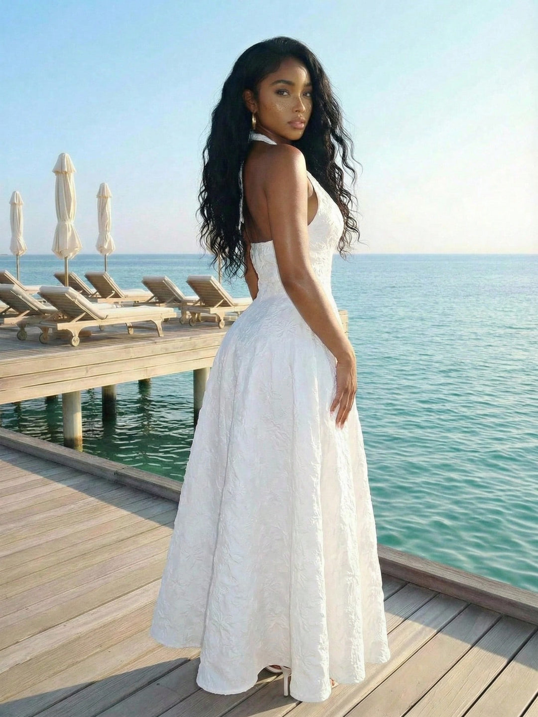 Rochie maxi SHEIN, alb