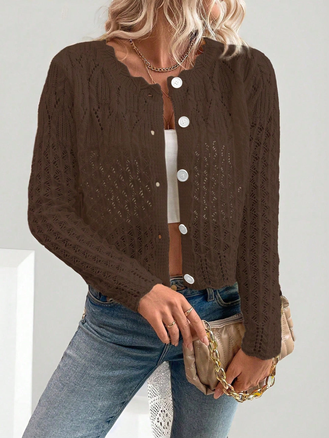 Cardigan SHEIN, maro