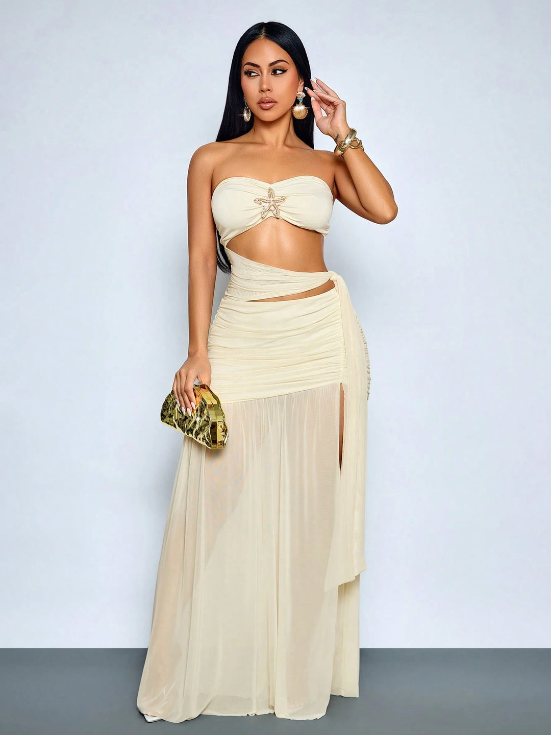 Rochie maxi SHEIN, crem