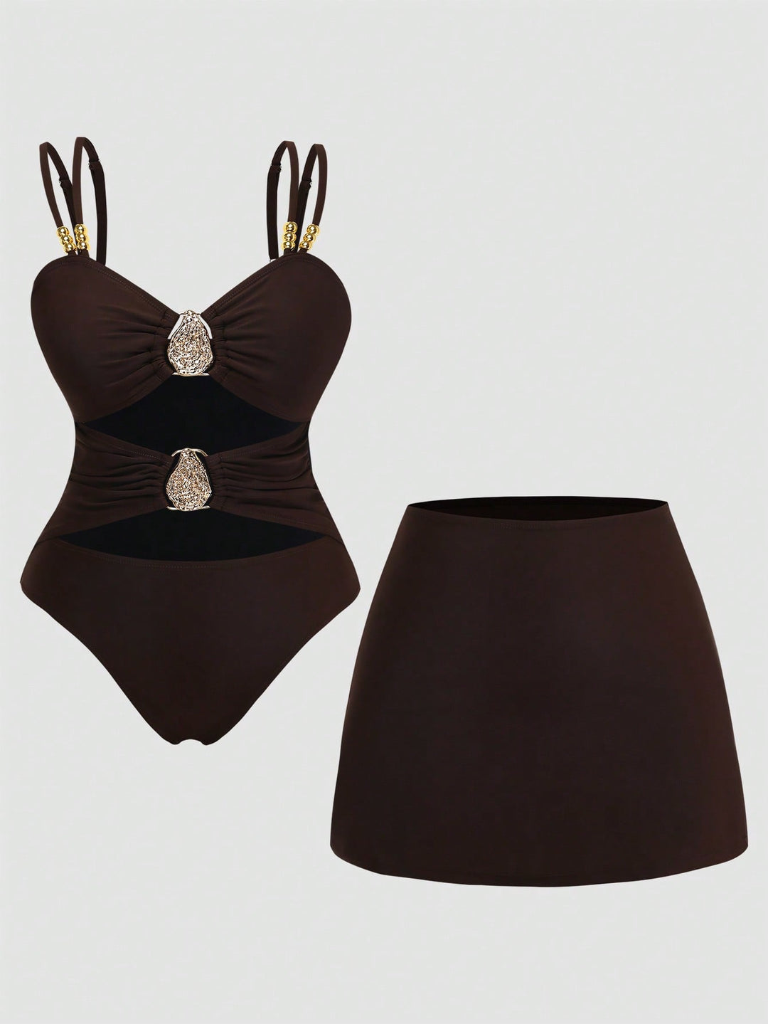 Costum de baie SHEIN, maro