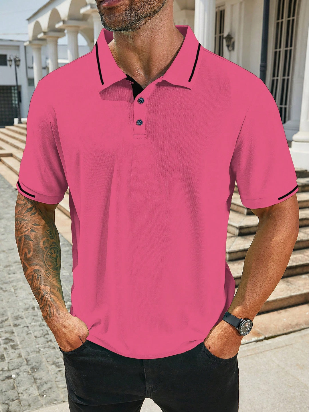 Tricou polo SHEIN, roz