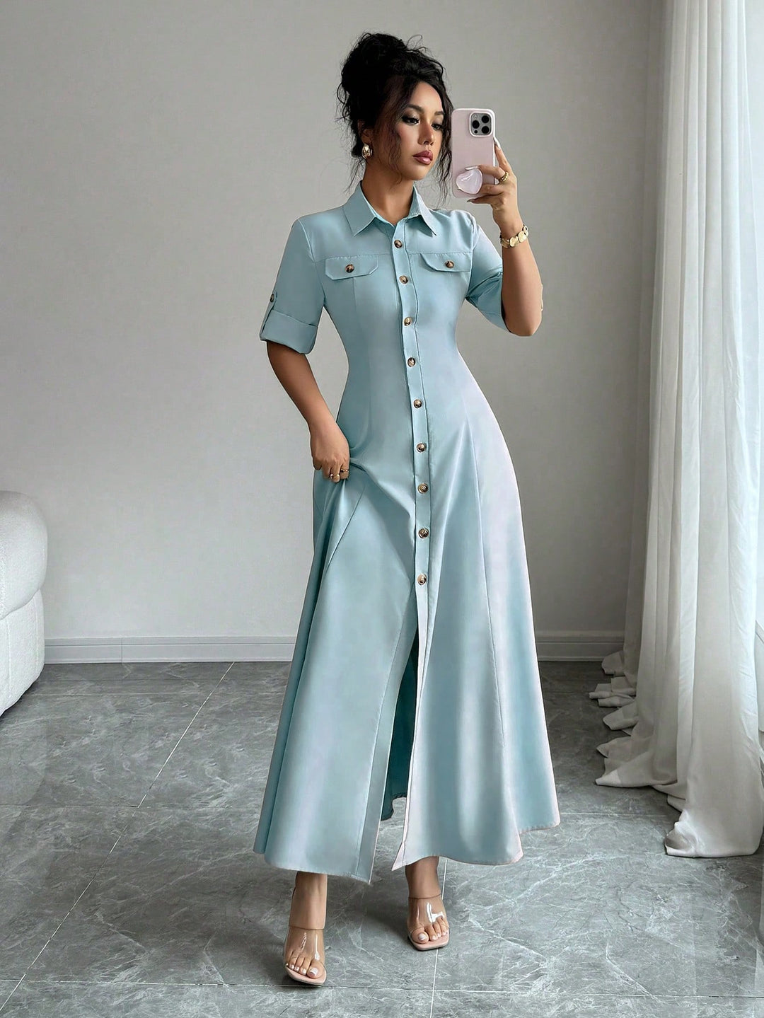 Rochie maxi SHEIN, albastru