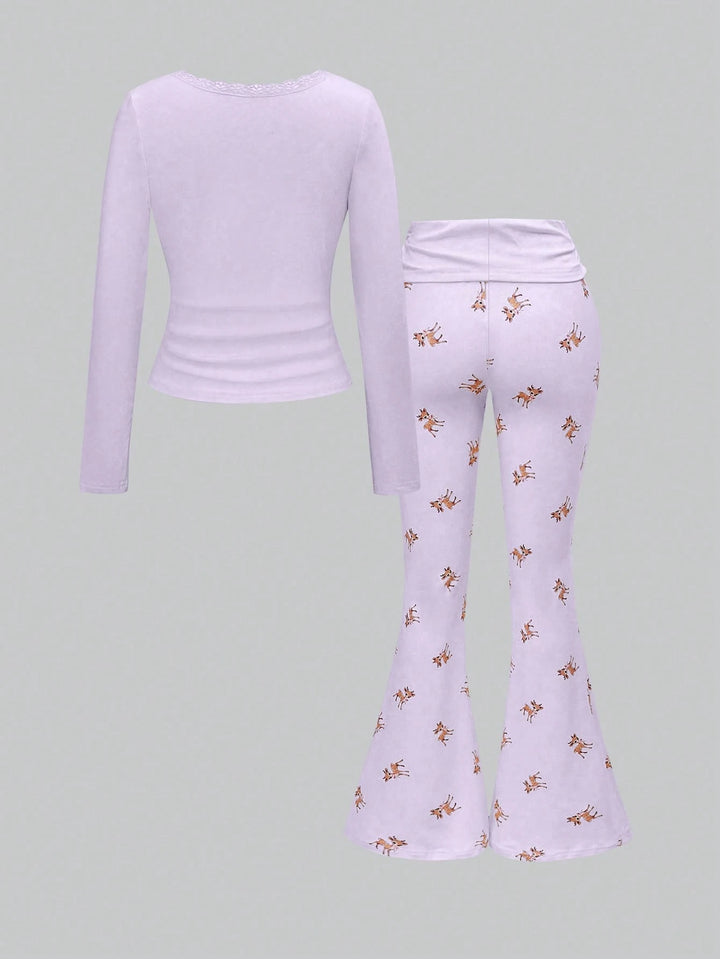 Compleu pijamale SHEIN, mov
