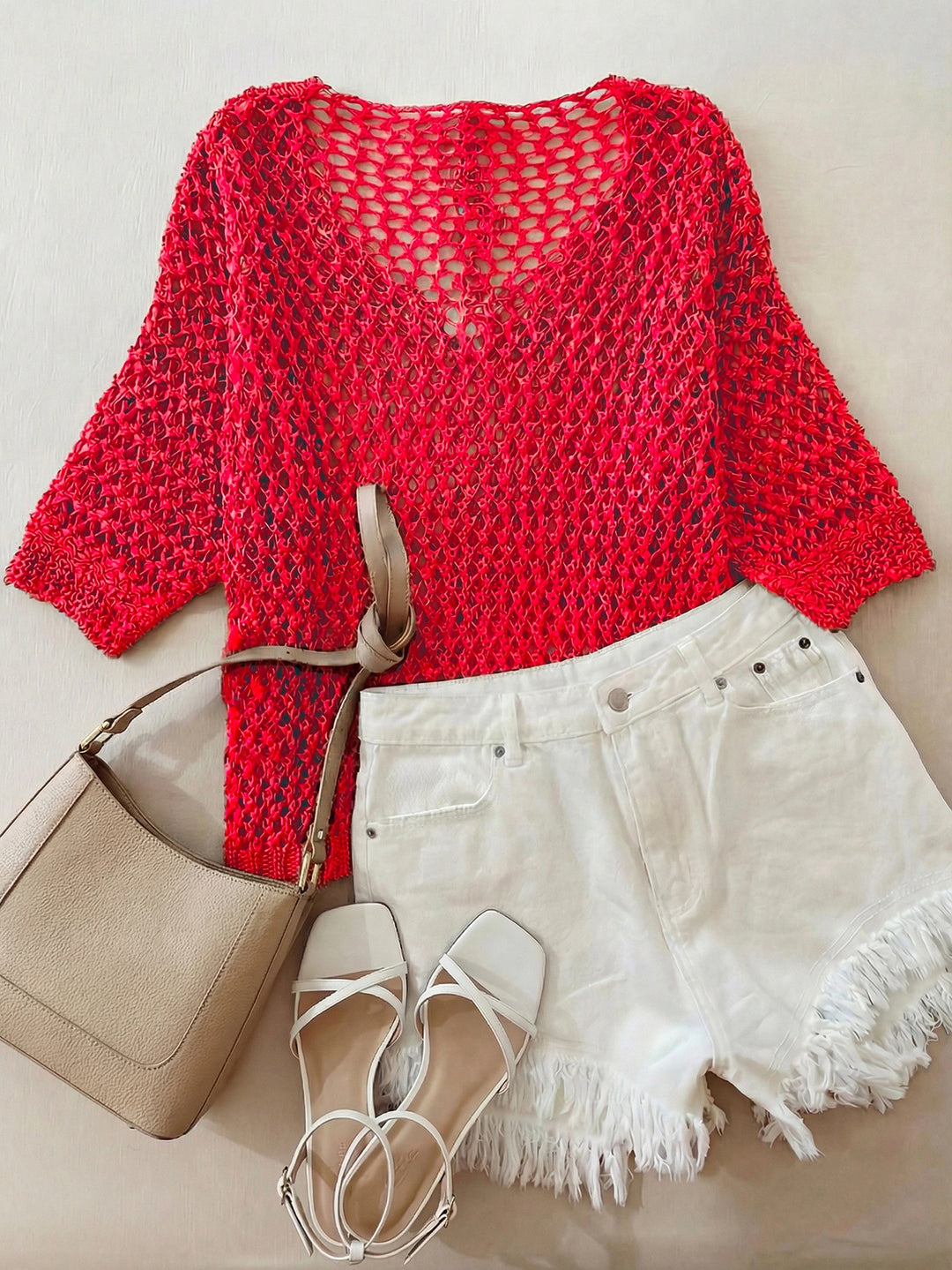 Pulover crochet SHEIN, roșu