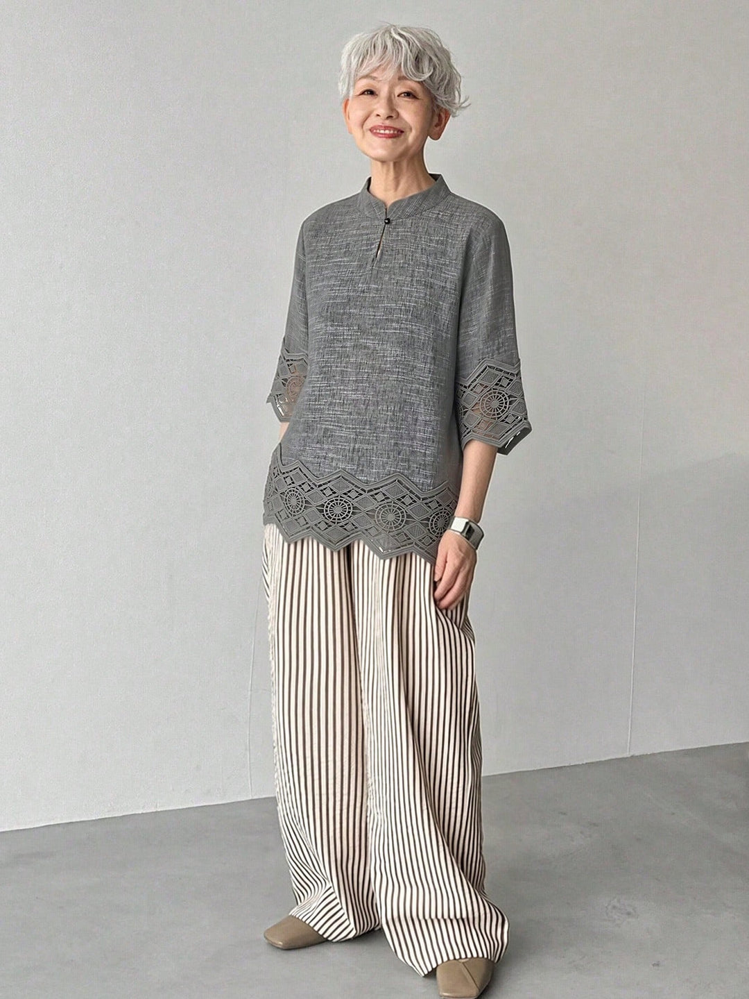 Cămașă cu mânecă scurtă SHEIN, gri