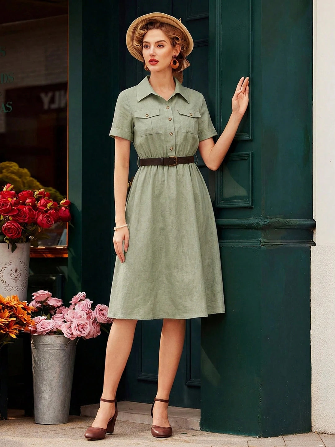 Rochie midi SHEIN, verde
