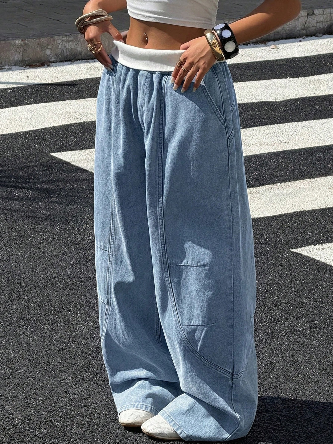 Pantaloni SHEIN, albastru