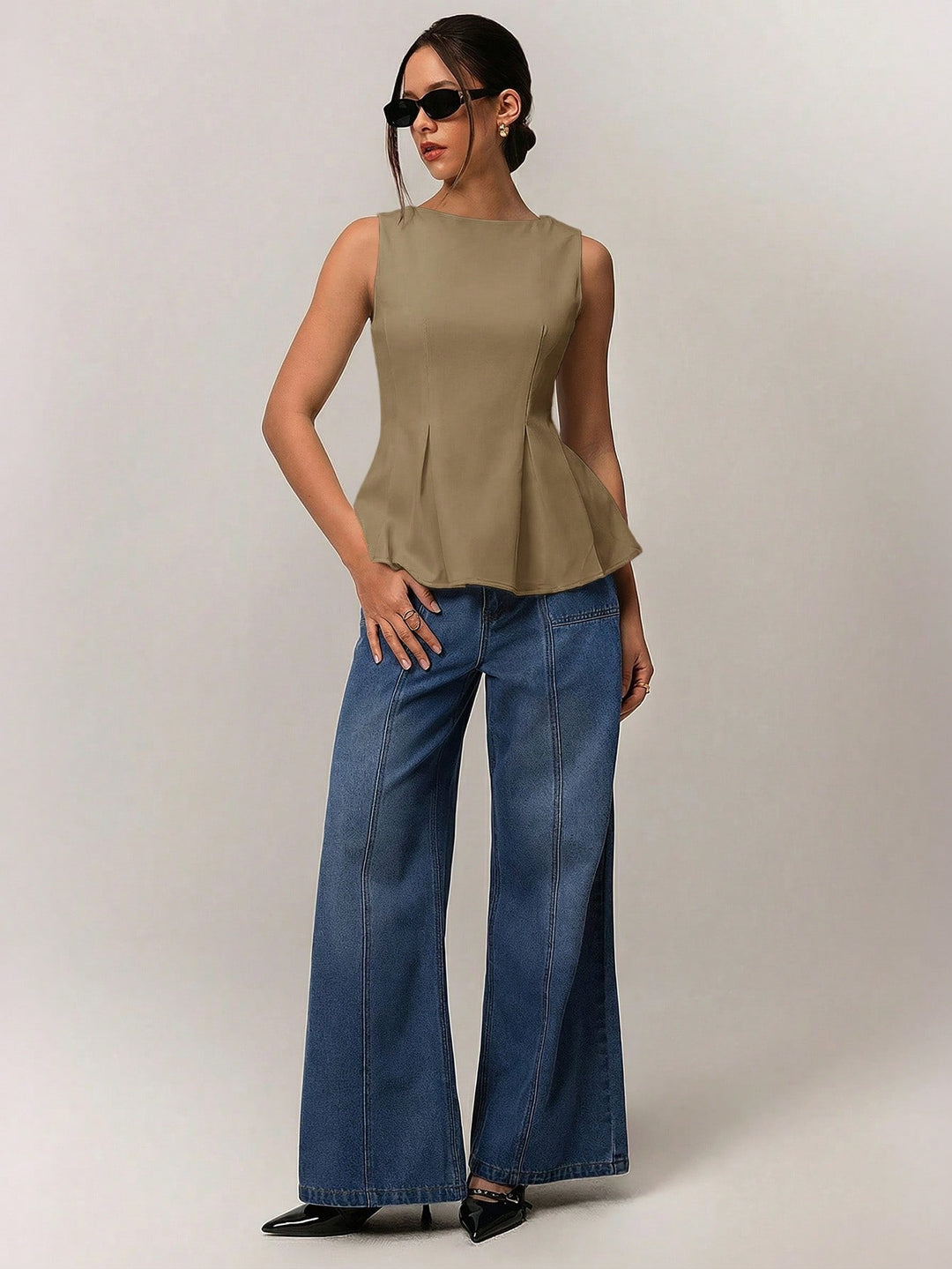 Top SHEIN, kaki