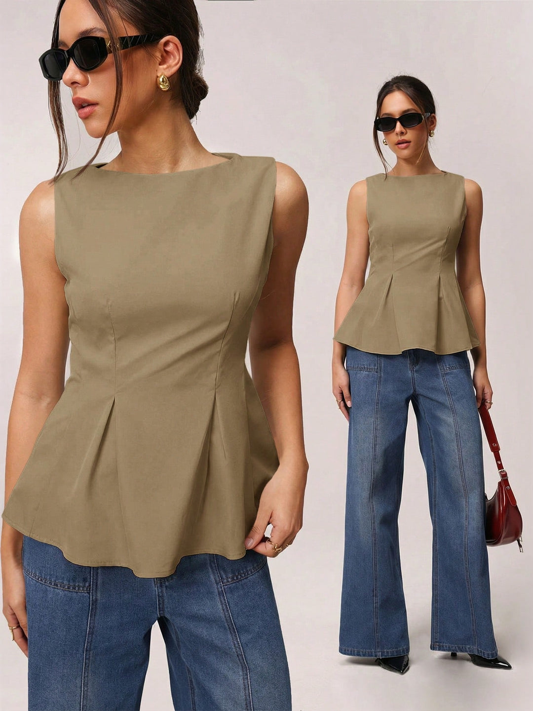 Top SHEIN, kaki