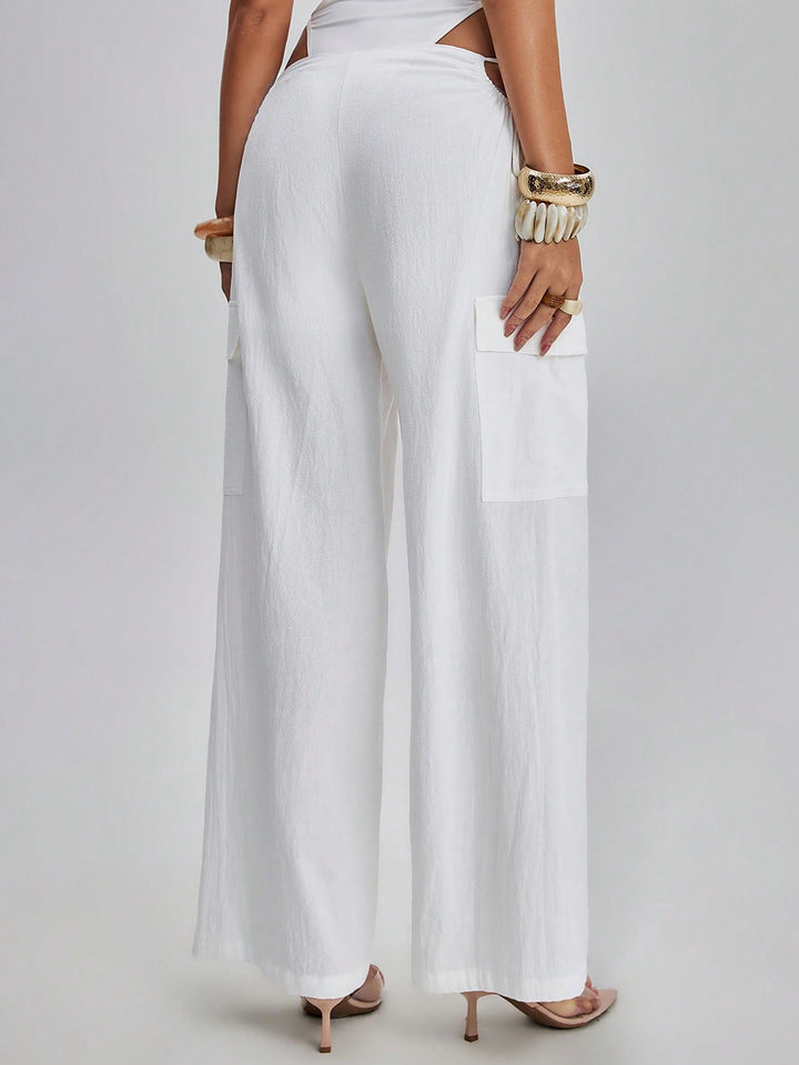 Pantaloni SHEIN, alb