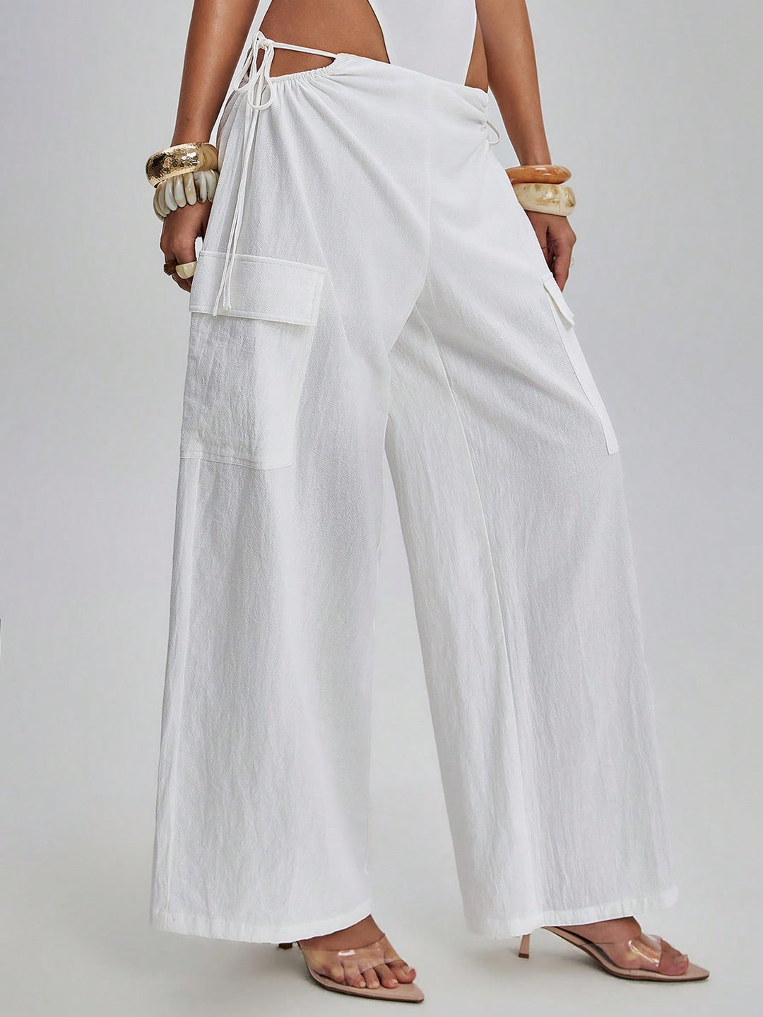 Pantaloni SHEIN, alb