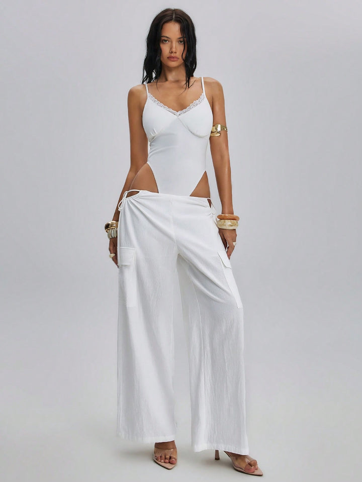 Pantaloni SHEIN, alb