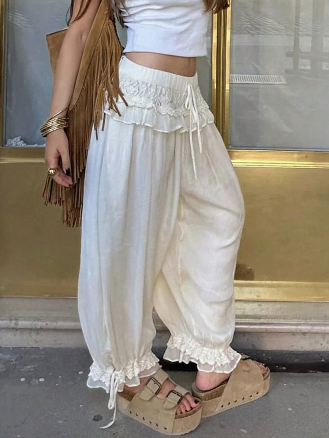 Pantaloni SHEIN, alb