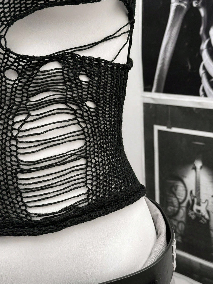 Top tricot fără mâneci SHEIN, negru