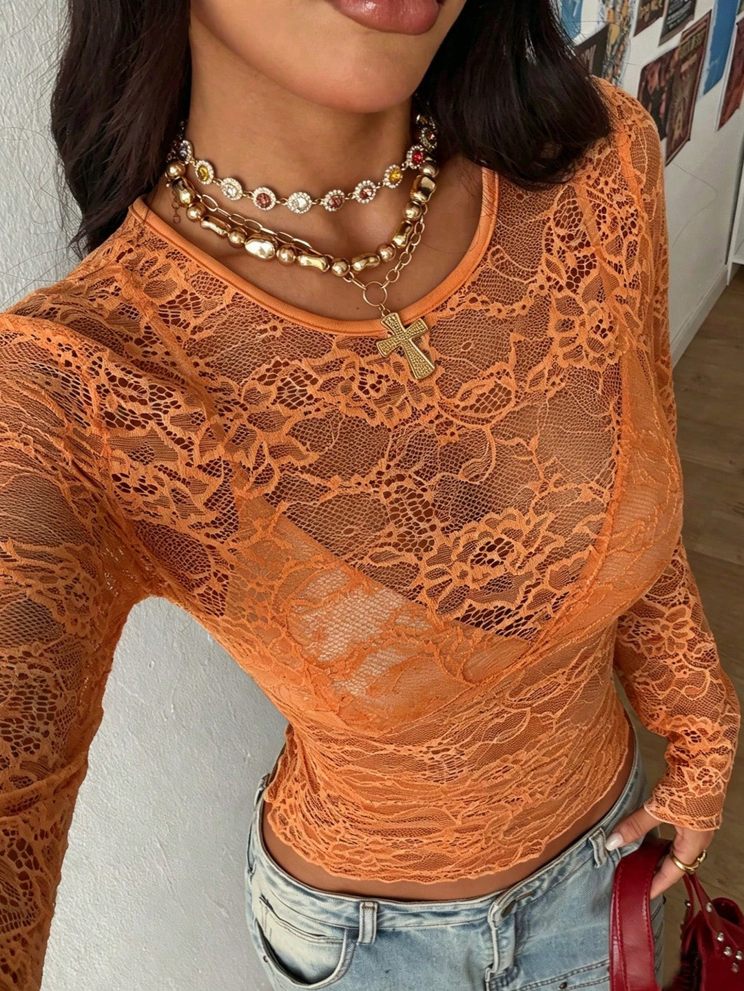 Top SHEIN, portocaliu