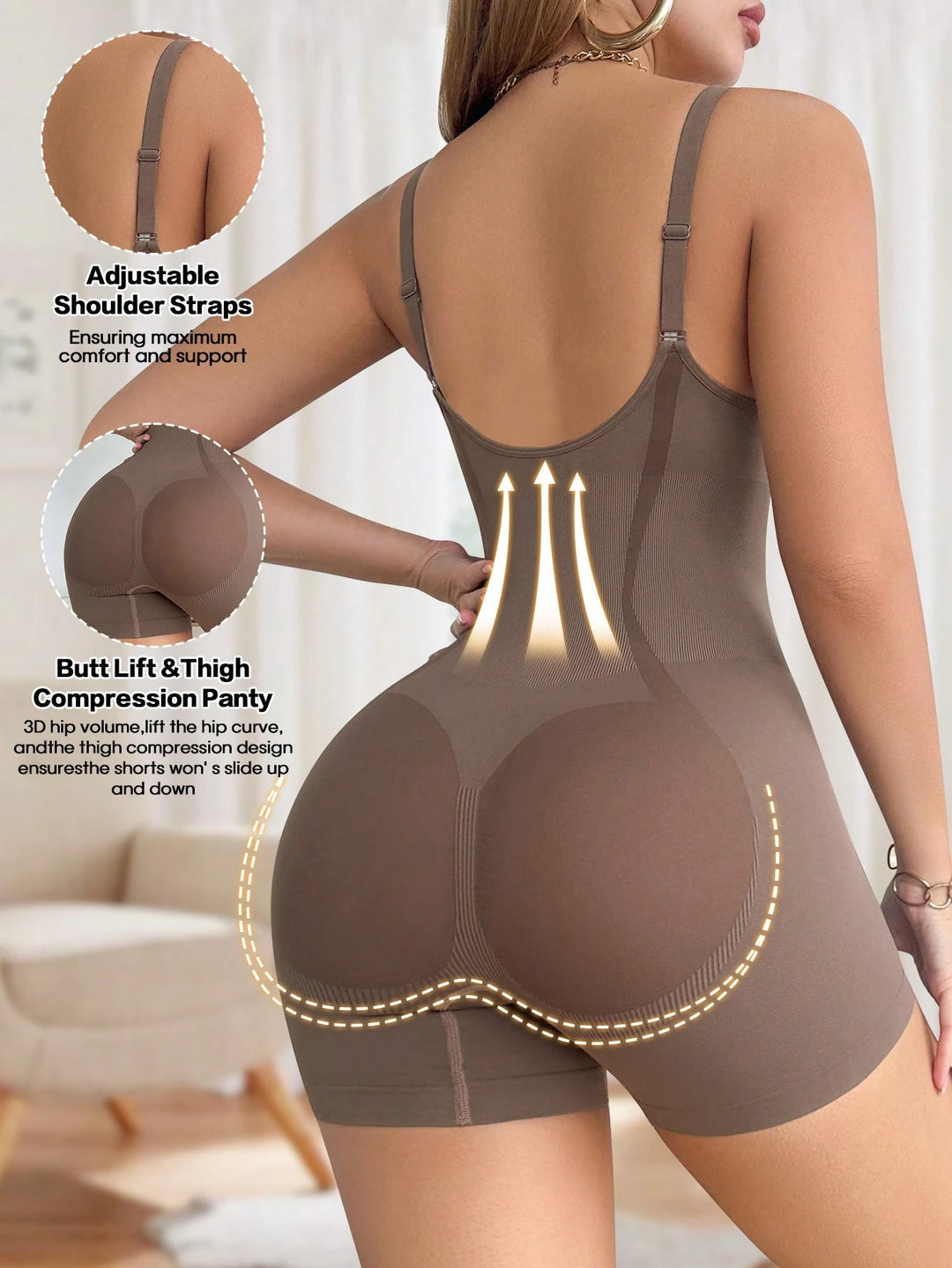 Salopetă modelatoare SHEIN, bej
