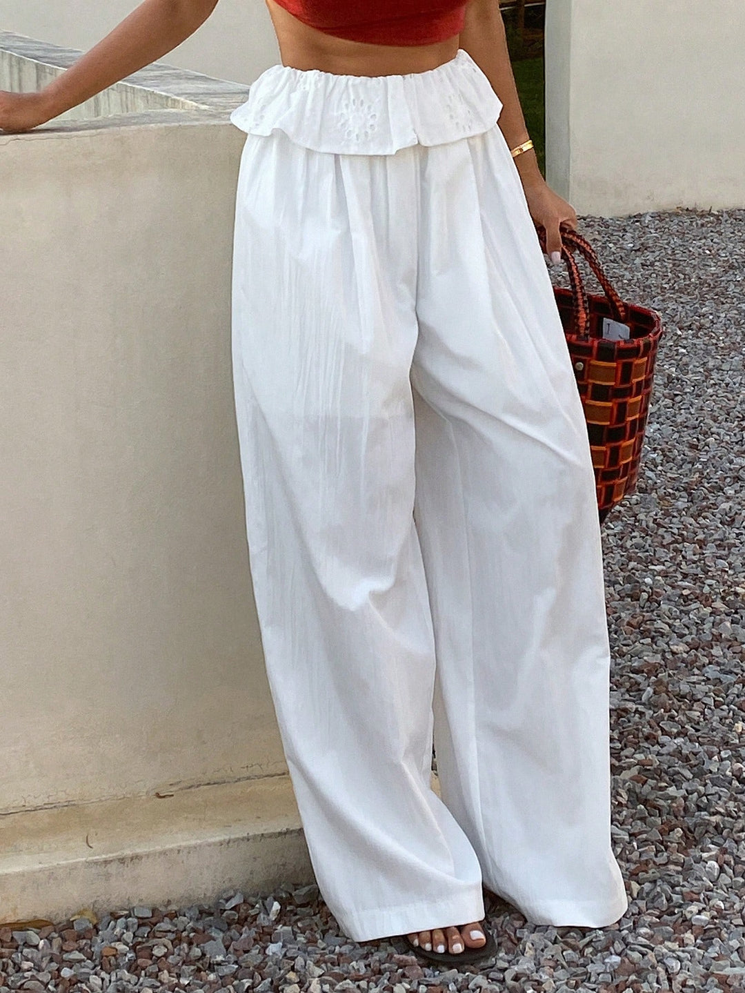 Pantaloni SHEIN, alb