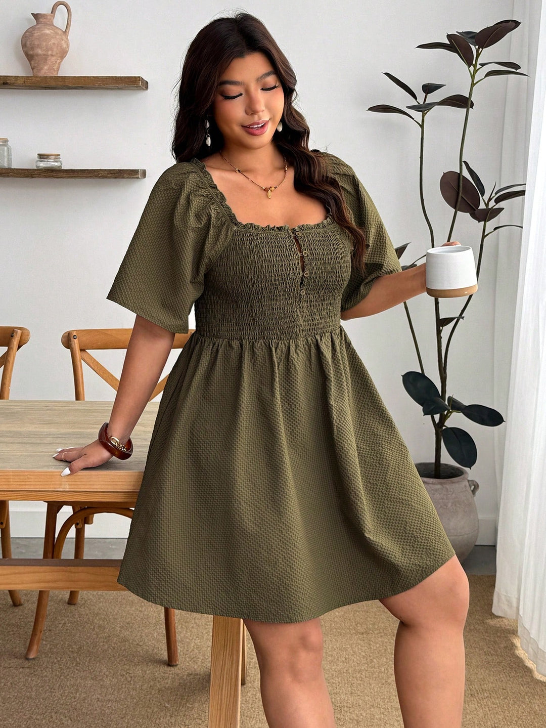 Rochie SHEIN, kaki