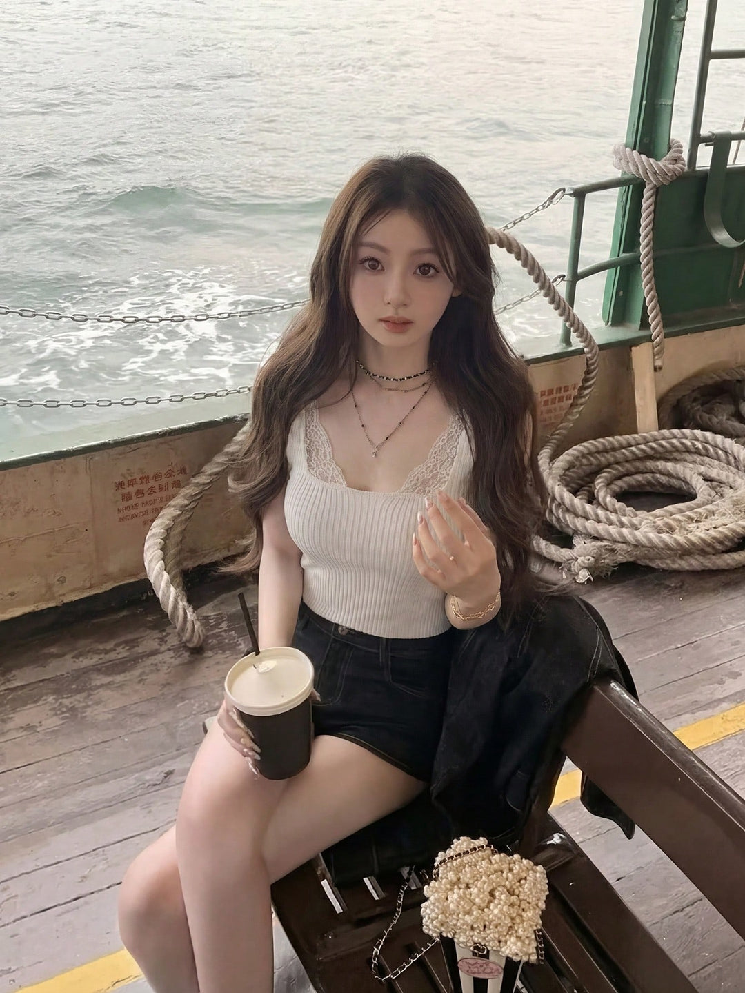 Maiou decupat SHEIN, alb