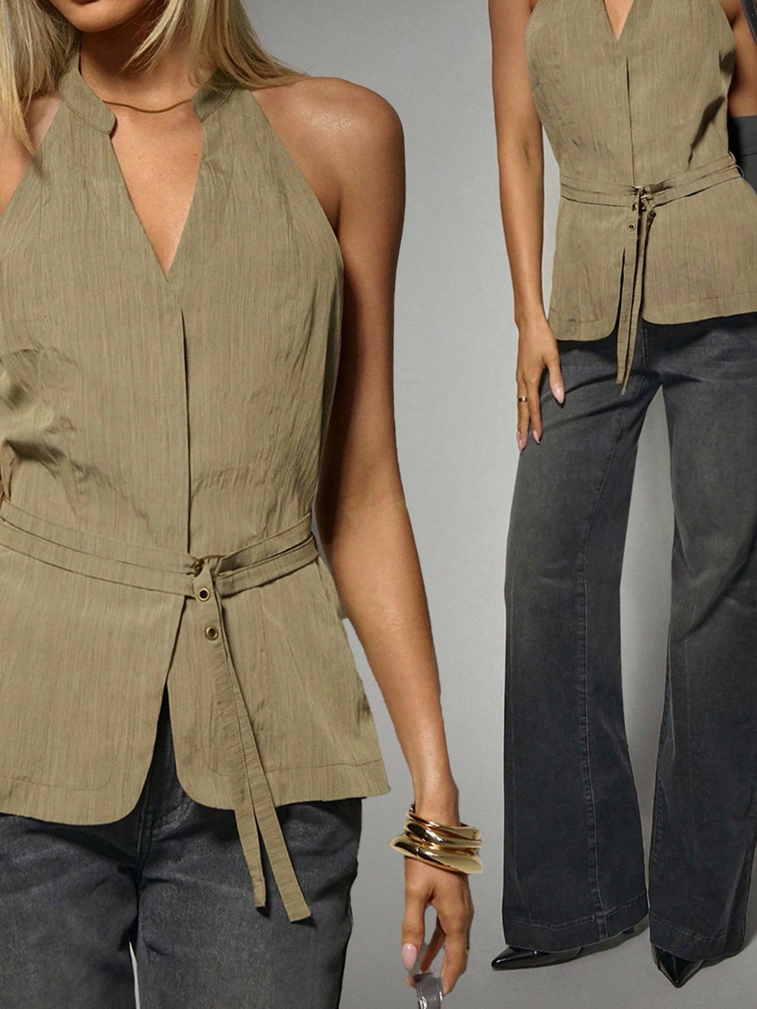 Top SHEIN, kaki