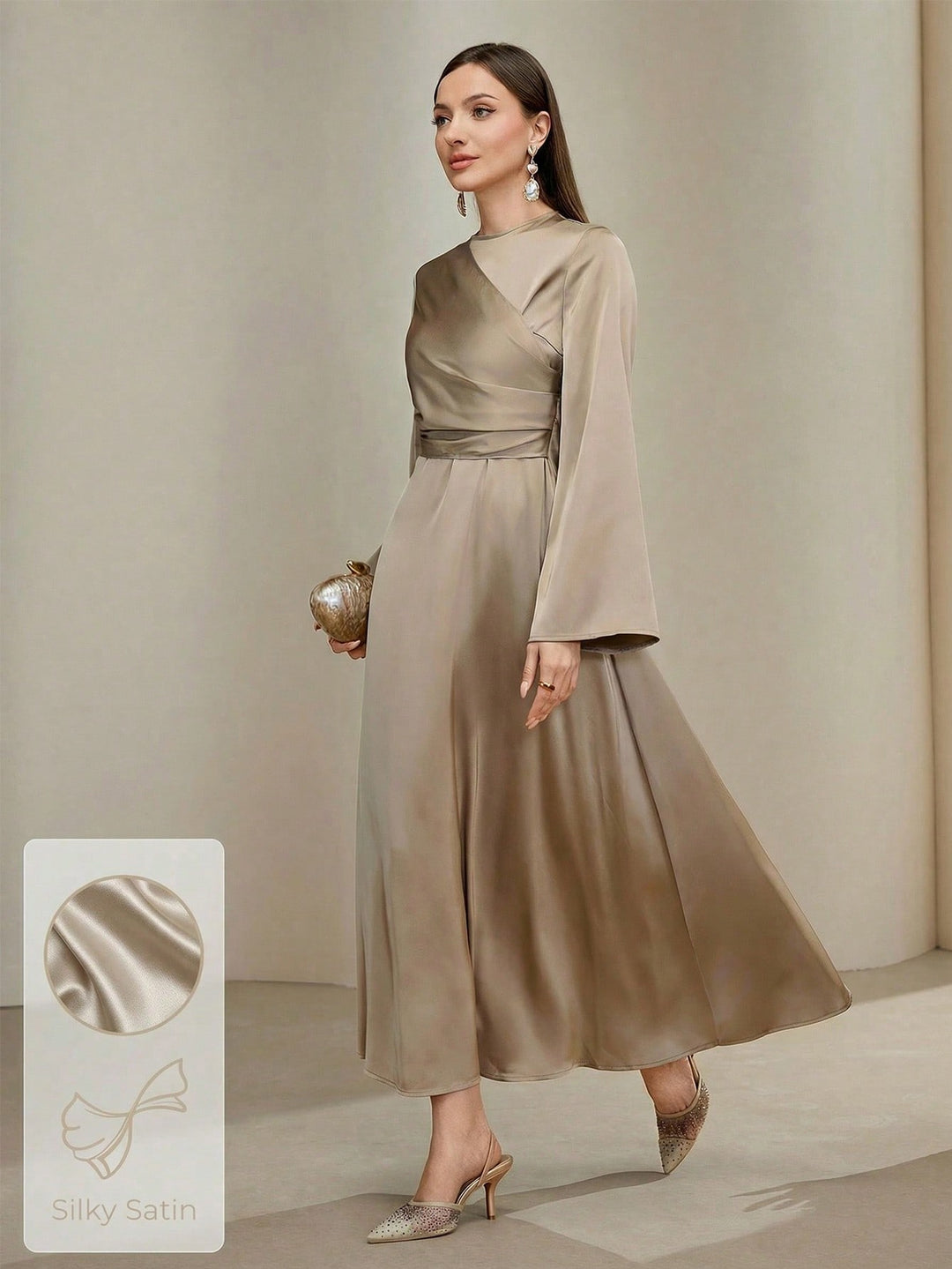 Rochie maxi SHEIN, kaki