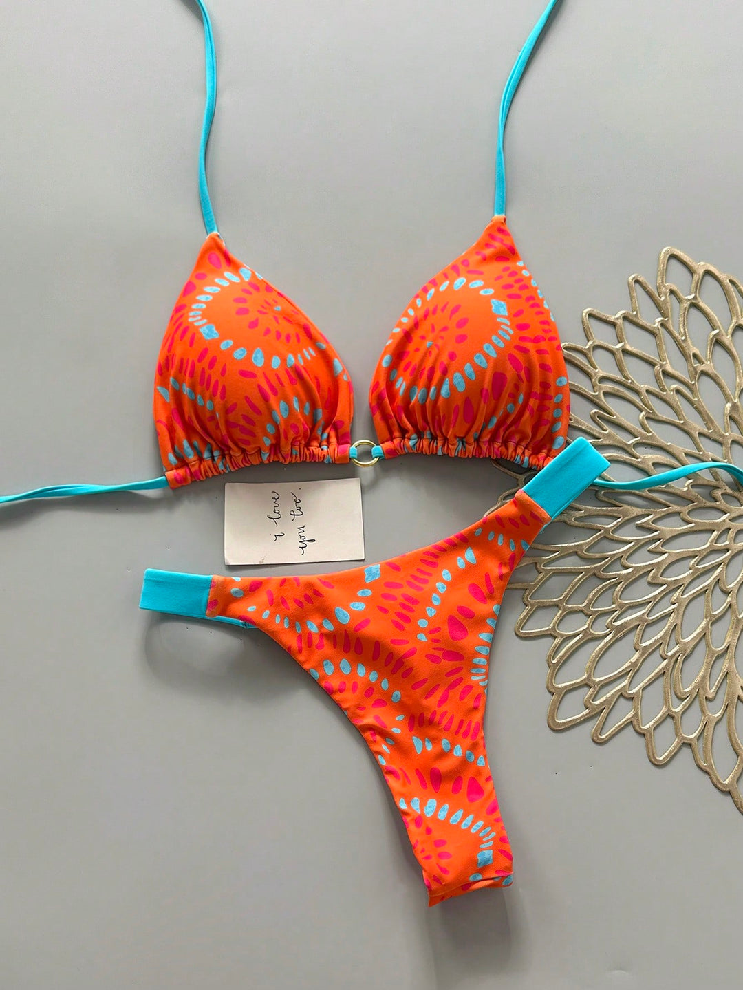 Set bikini SHEIN, portocaliu