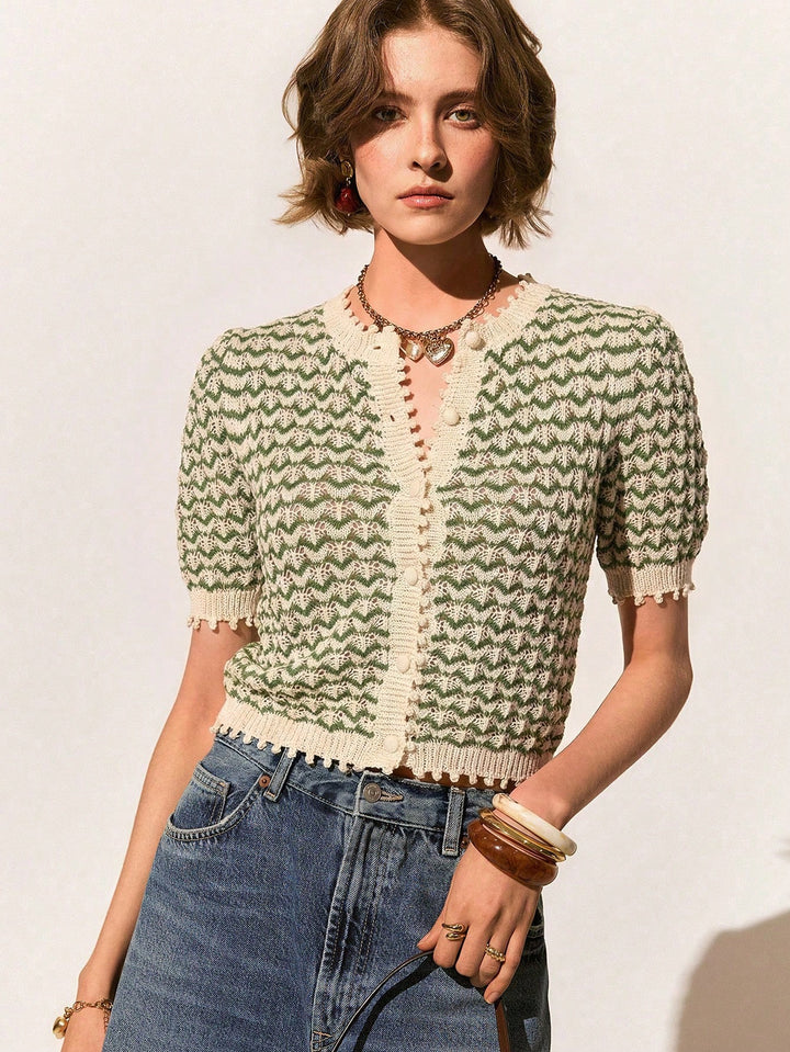Tricou tricotat SHEIN, verde