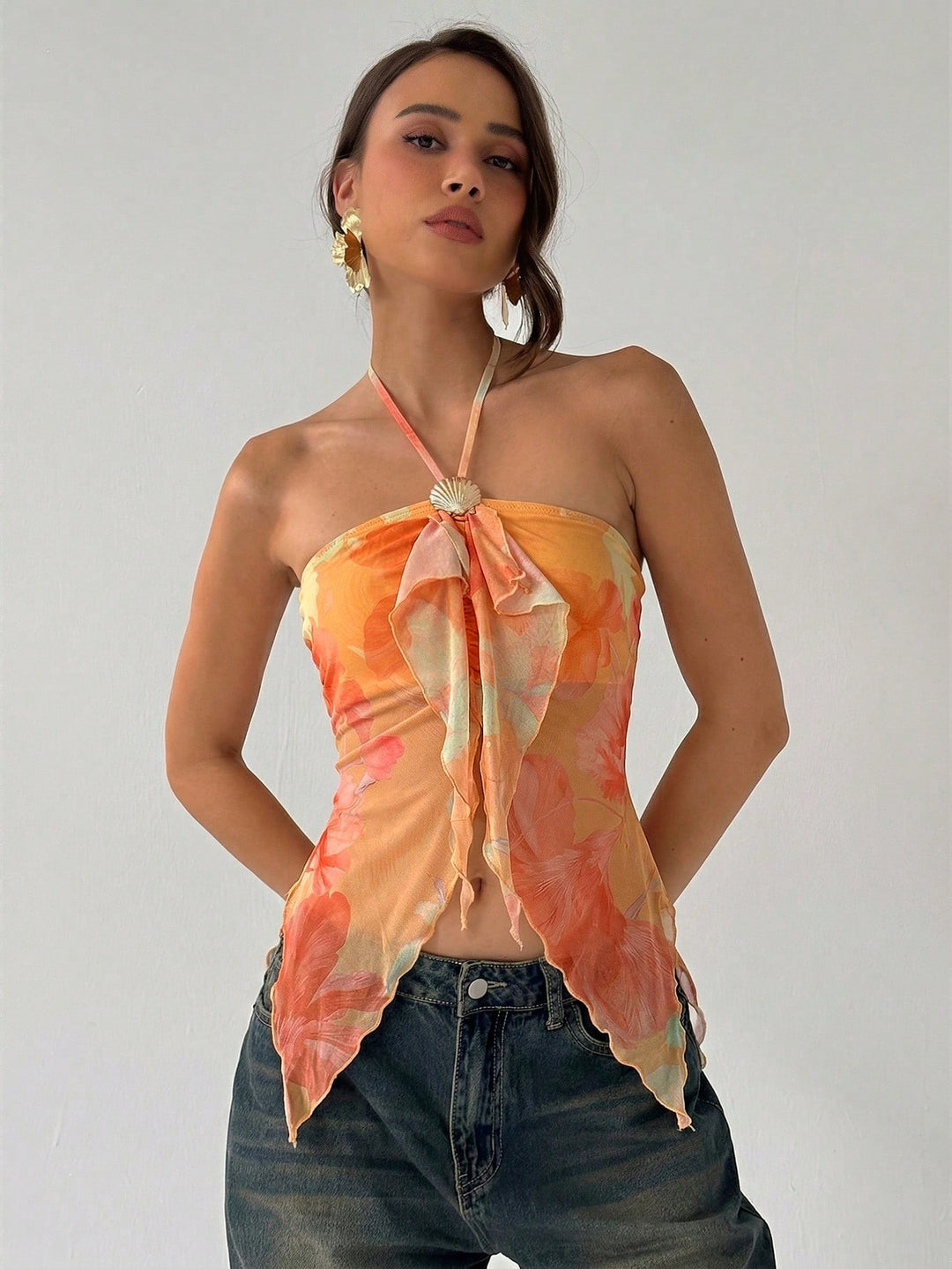 Top SHEIN, portocaliu