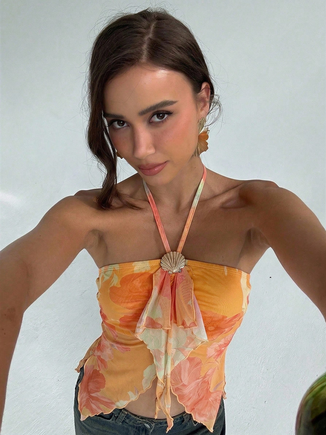 Top SHEIN, portocaliu