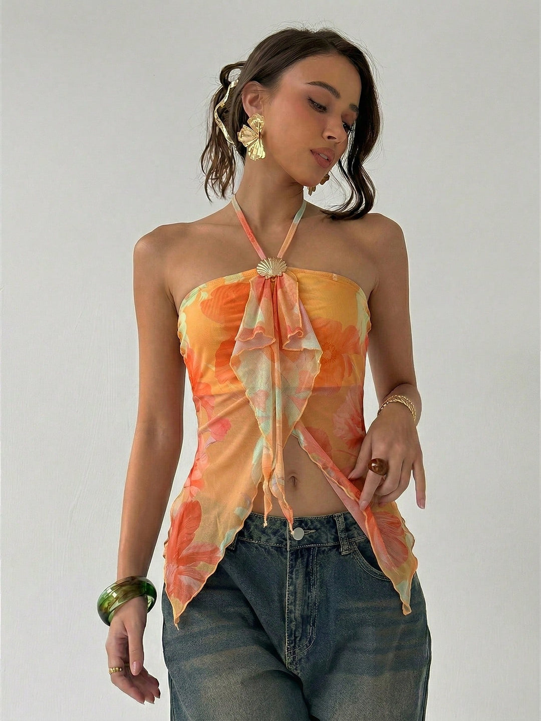 Top SHEIN, portocaliu