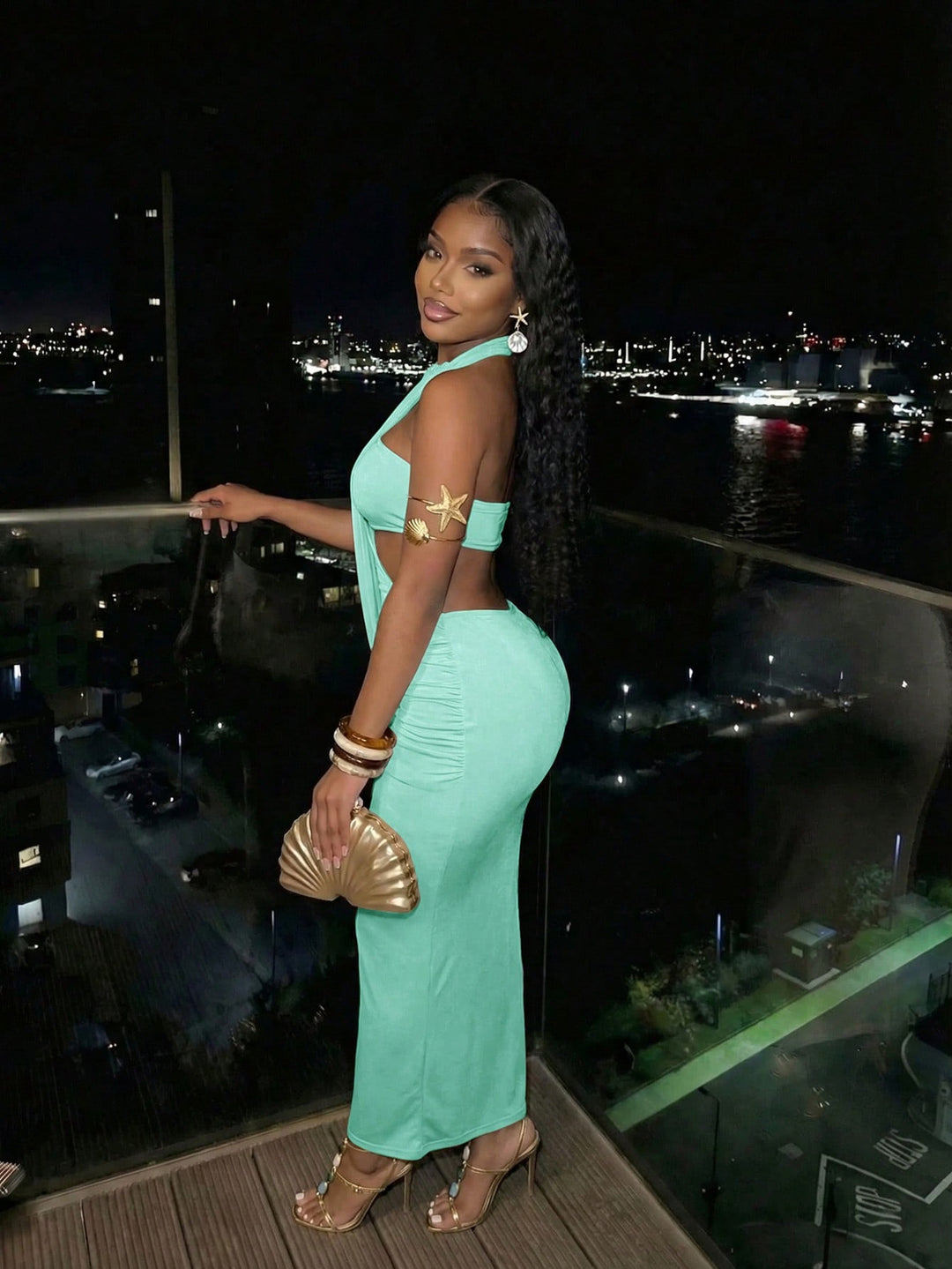 Rochie maxi SHEIN, verde
