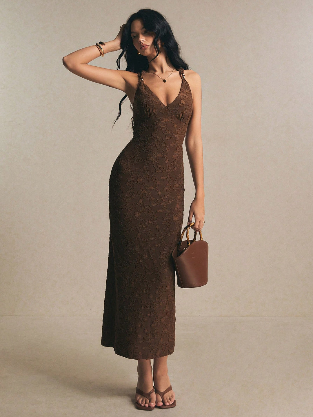 Rochie maxi SHEIN, maro