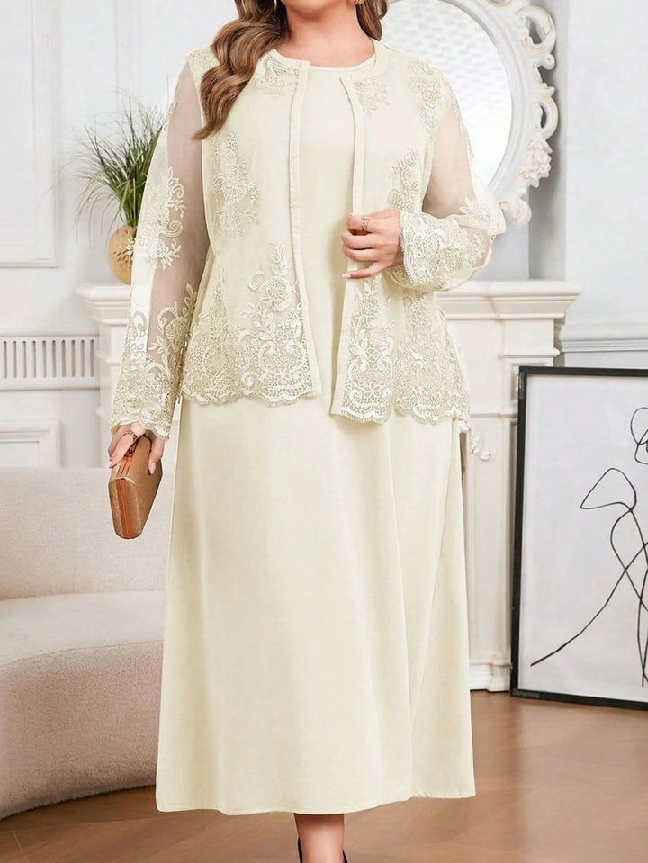 Set rochie și cardigan SHEIN, crem