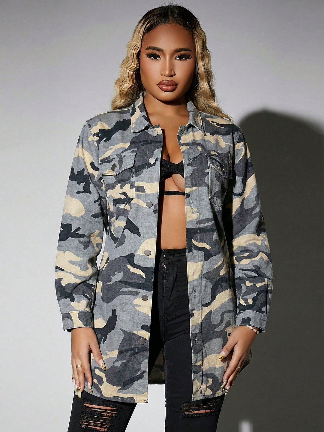 Jachetă din denim SHEIN, mix culori