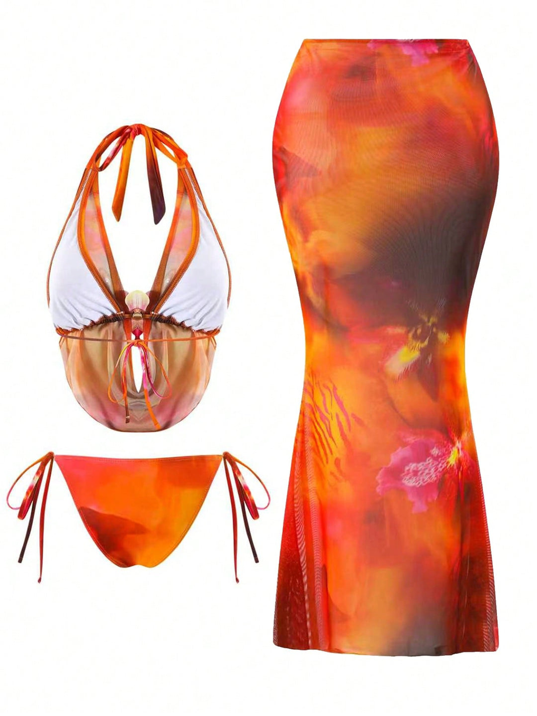 Set bikini SHEIN, portocaliu