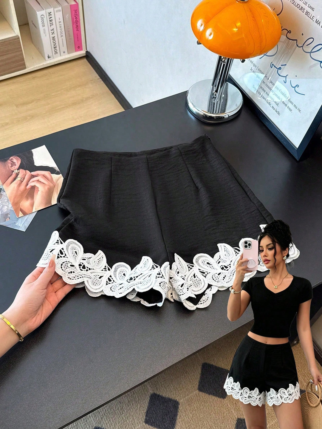 Pantaloni scurți SHEIN, negru