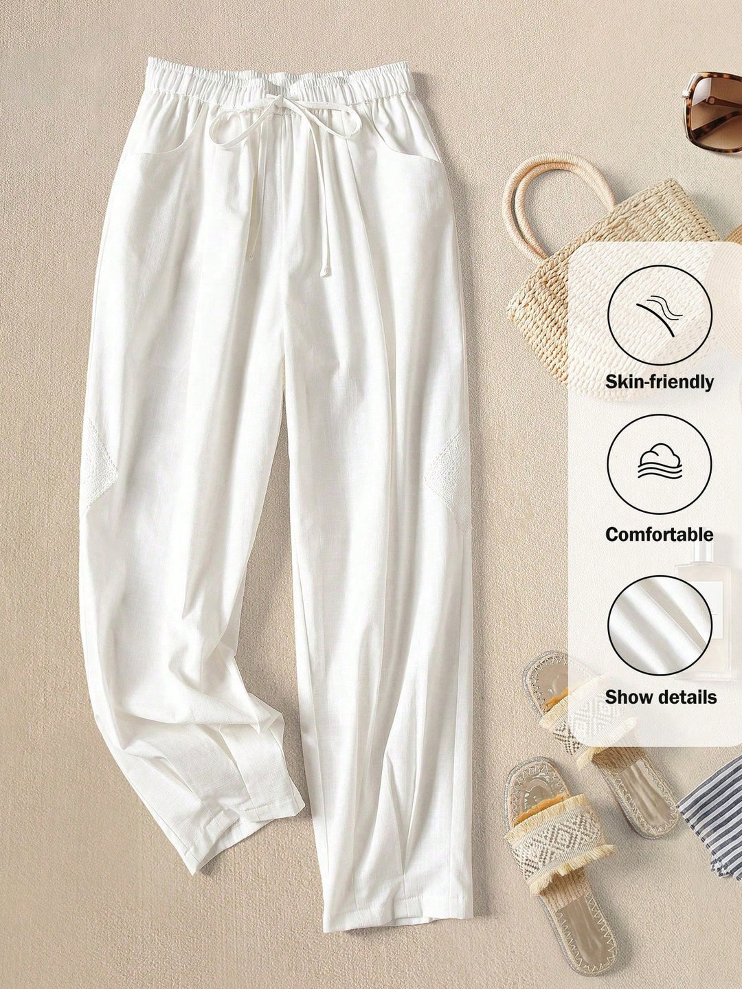 Pantaloni SHEIN, alb