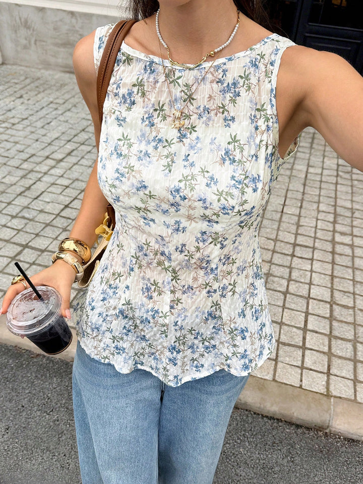 Top peplum SHEIN, albastru