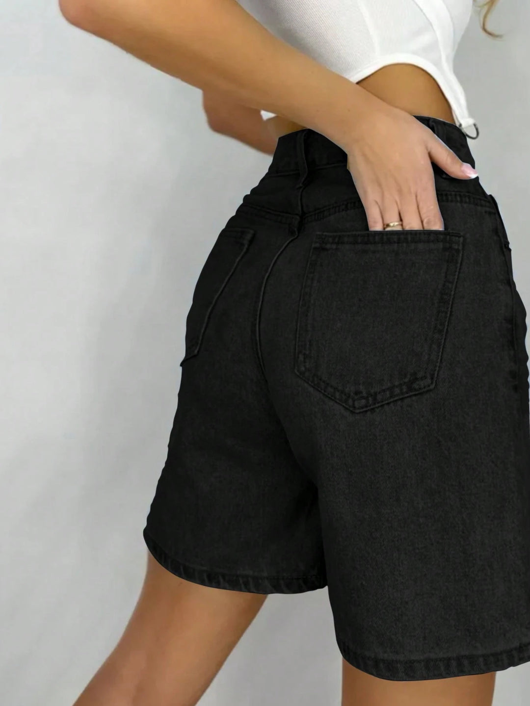 Pantaloni scurți de blugi SHEIN, negru