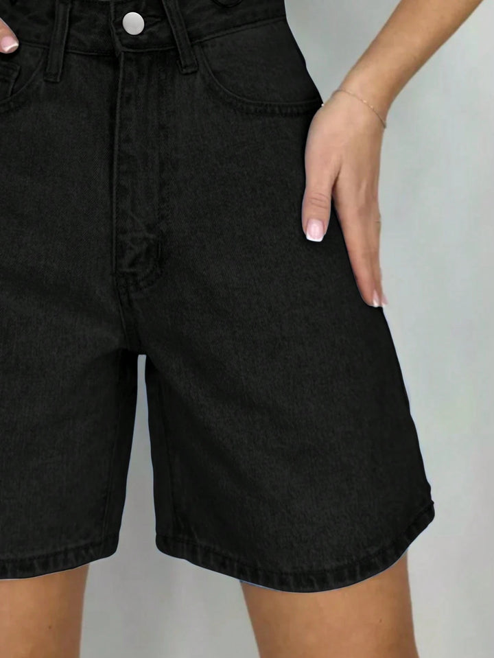 Pantaloni scurți de blugi SHEIN, negru