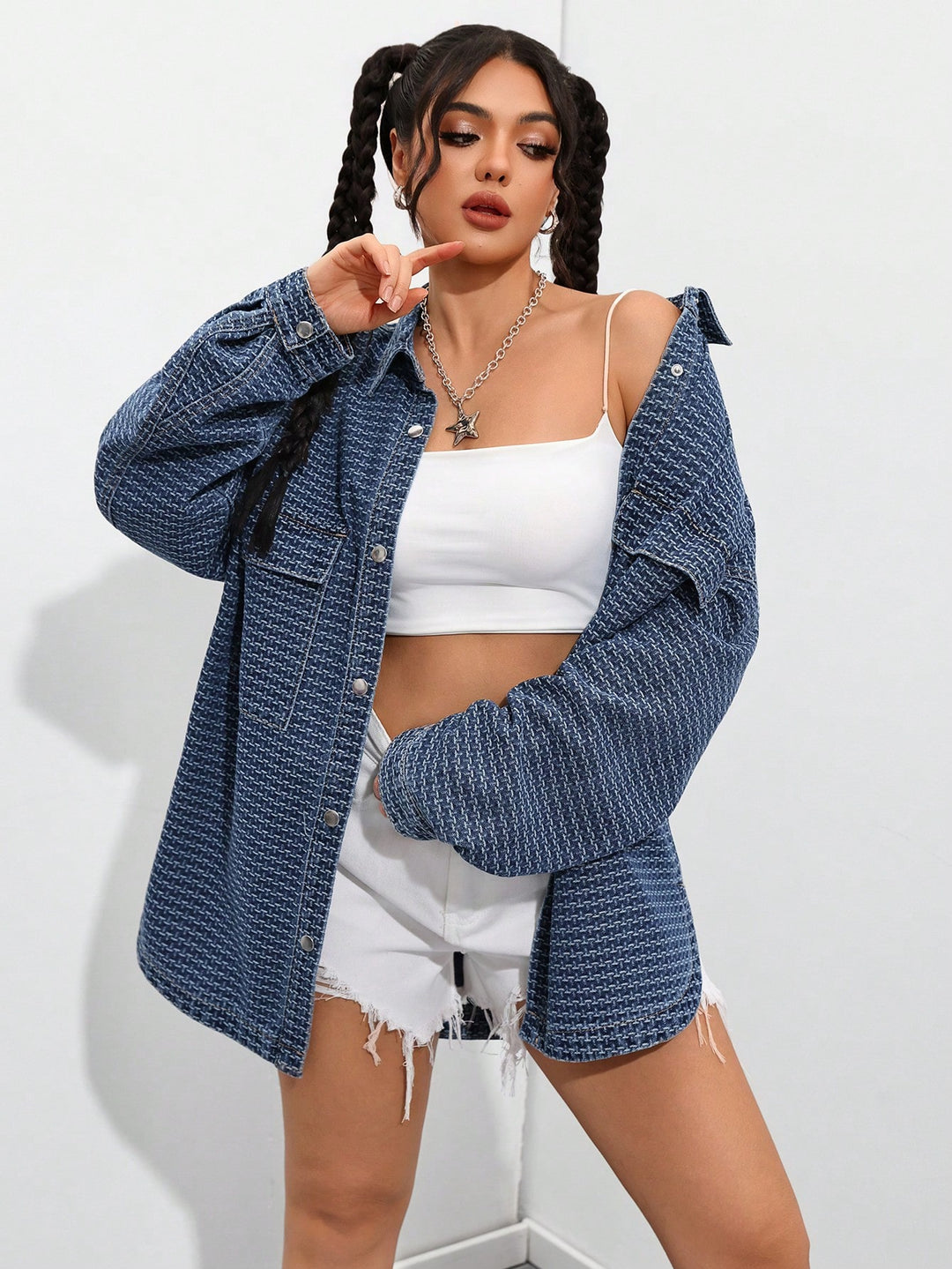 Jachetă denim SHEIN, albastru