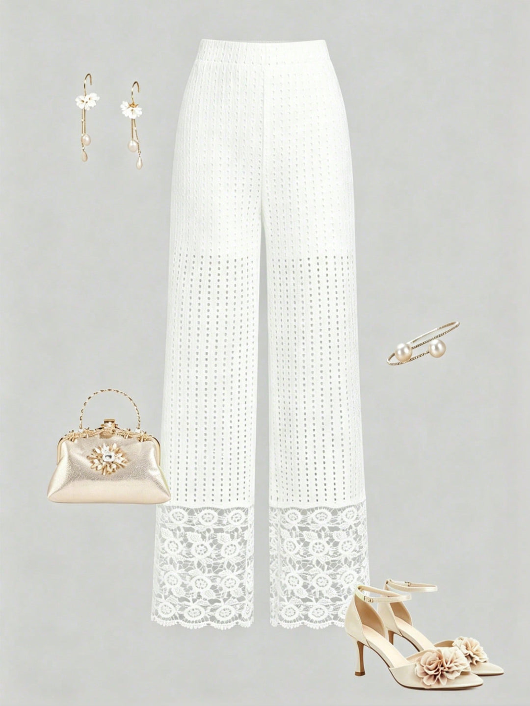 Pantaloni SHEIN, alb